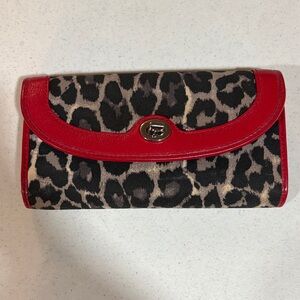 Coach Leopard Print Red Trim Women's Clutch